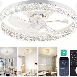 Ventilador moderno LED cristal mediano